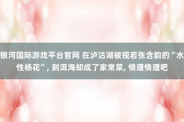 银河国际游戏平台官网 在泸沽湖被视若张含韵的“水性杨花”， 到洱海却成了家常菜， 情理情理吧