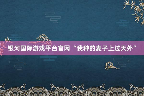 银河国际游戏平台官网 “我种的麦子上过天外”