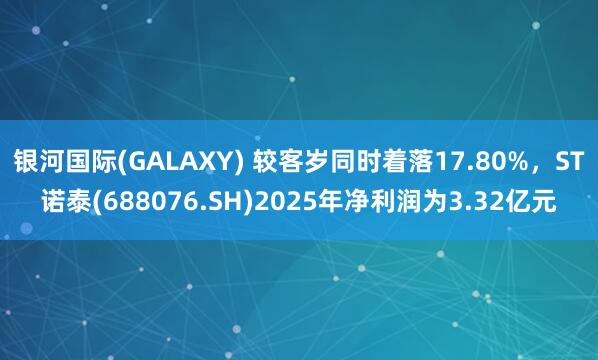 银河国际(GALAXY) 较客岁同时着落17.80%，ST诺泰(688076.SH)2025年净利润为3.32亿元