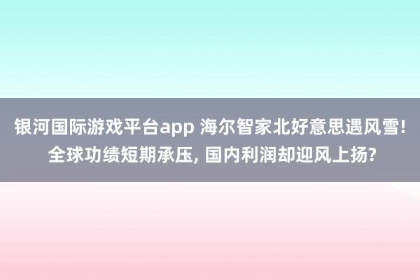 银河国际游戏平台app 海尔智家北好意思遇风雪! 全球功绩短期承压， 国内利润却迎风上扬?